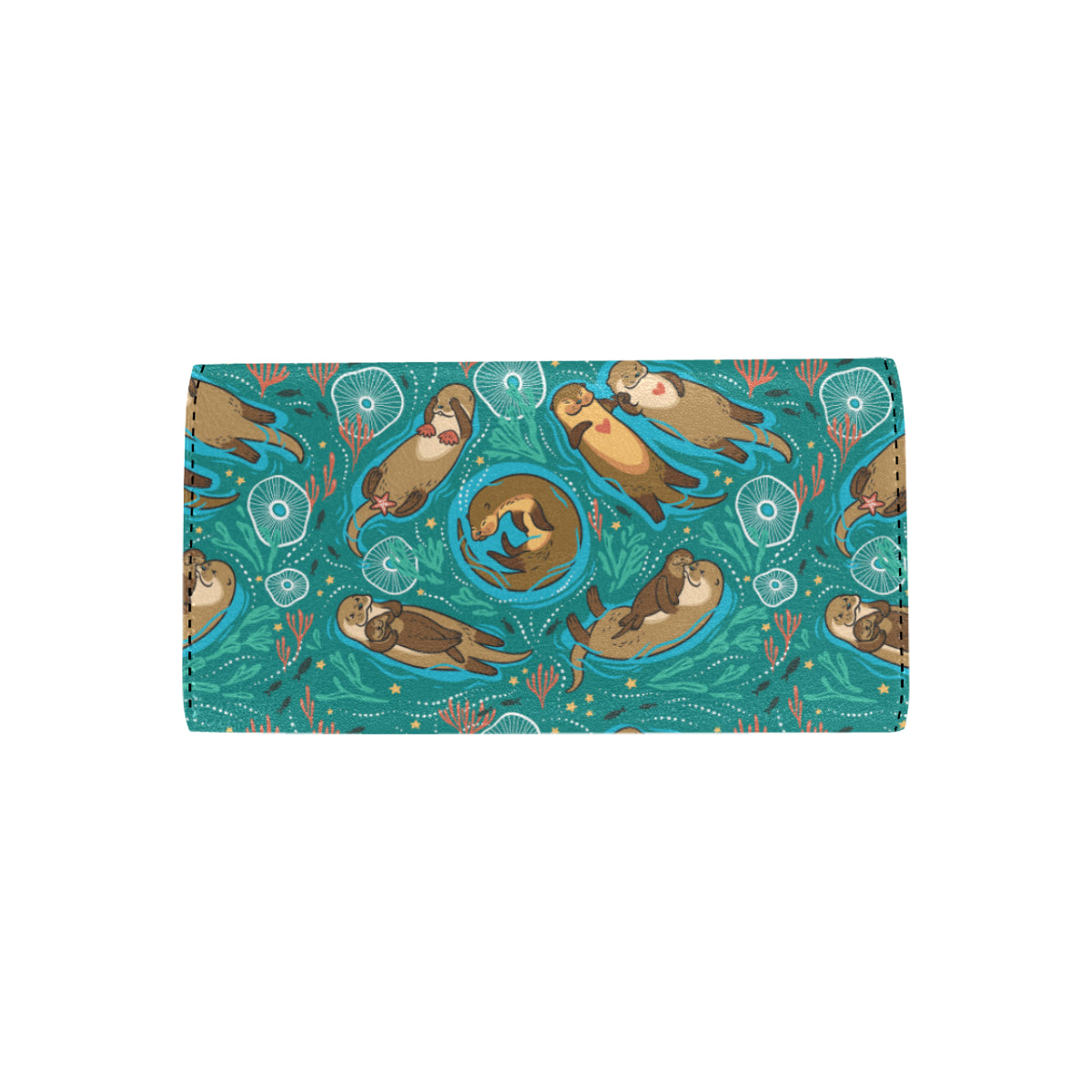 Sea Otter Pattern Print Design 01 Women's Trifold Wallet
