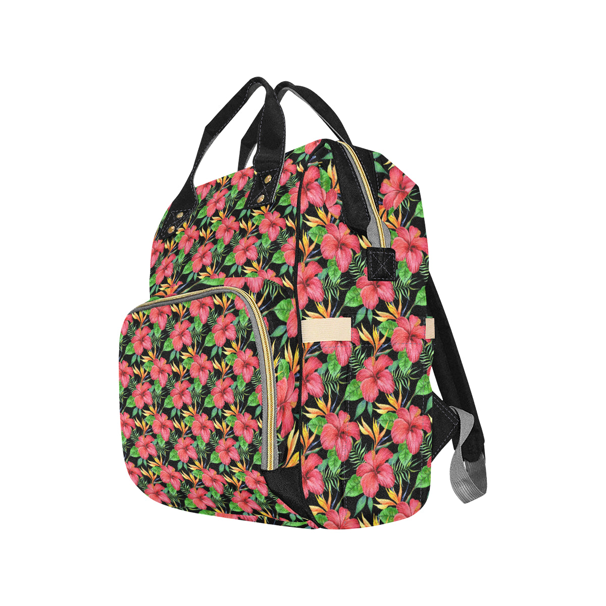 Red Hibiscus Pattern Print Design HB07 Diaper Bag Backpack