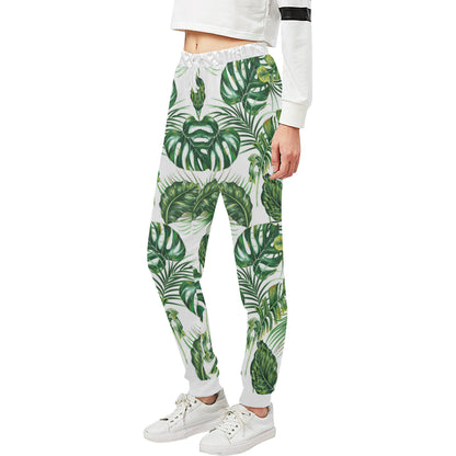 Green Pattern Tropical Palm Leaves Unisex Sweatpants