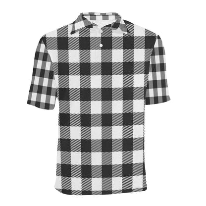 Buffalo check Black white Pattern Print Design 04 Men Polo Shirt