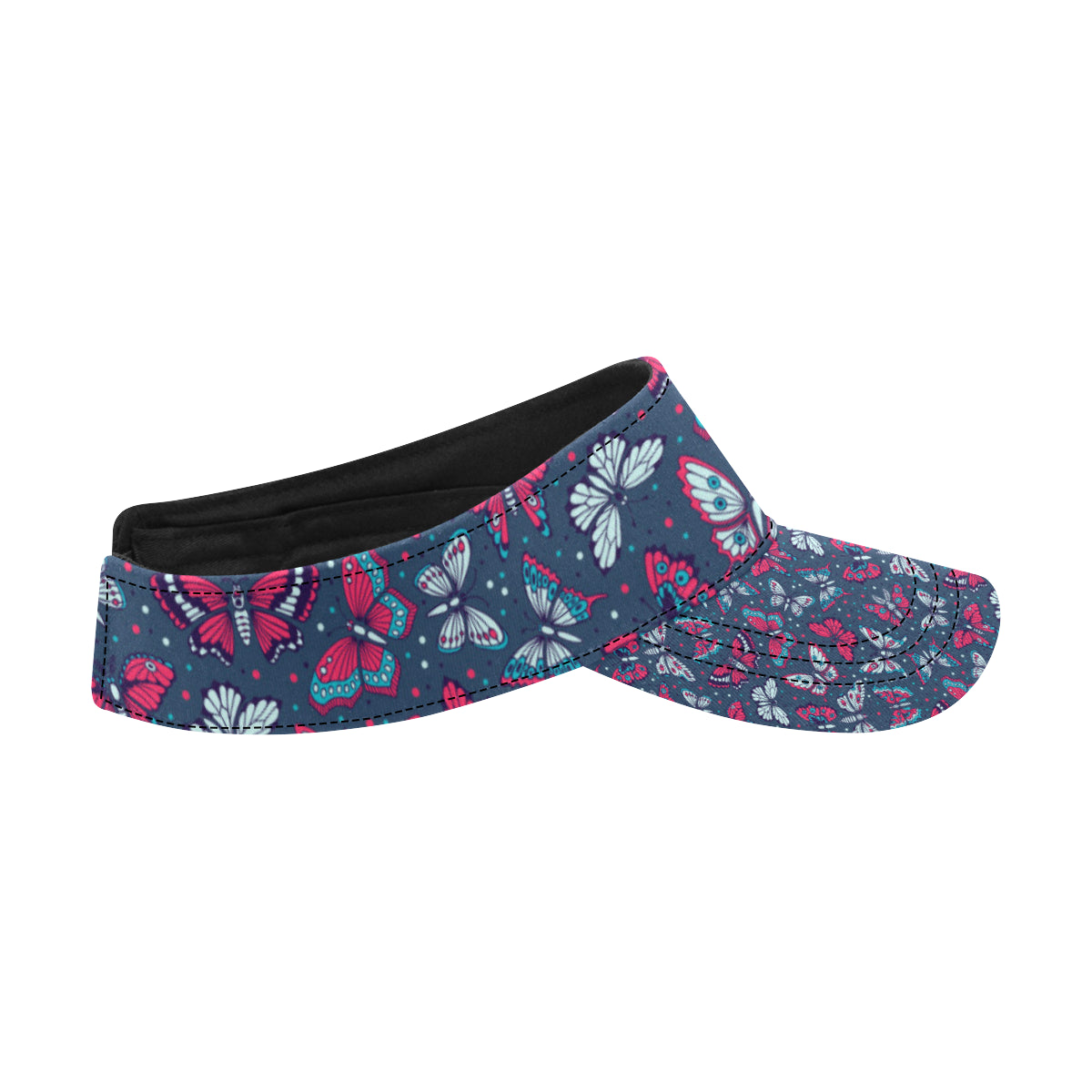 Butterfly Red Deep Blue Print Pattern Unisex Sun Visor