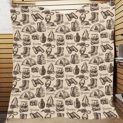 Camping Pattern Print Design 01 Premium Quilt