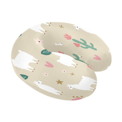 Llama Cactus Pattern Print Design 09 U-Shaped Travel Neck Pillow