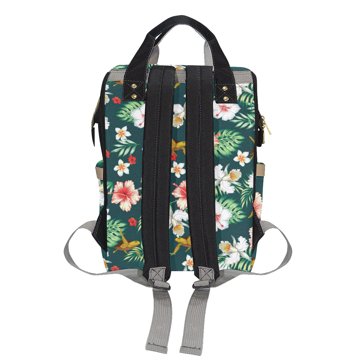 Hawaiian Flower Design with SeaTurtle Print Diaper Bag Backpack