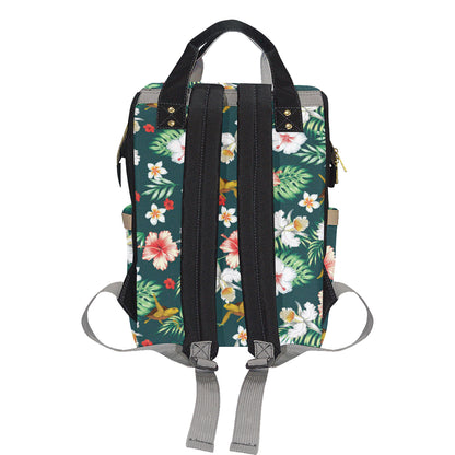 Hawaiian Flower Design with SeaTurtle Print Diaper Bag Backpack