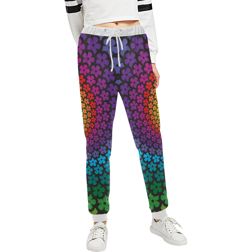 Flower Power Rainbow Spiral Print Unisex Sweatpants