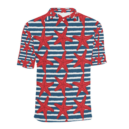 Starfish Red Pattern Print Design 02 Men Polo Shirt