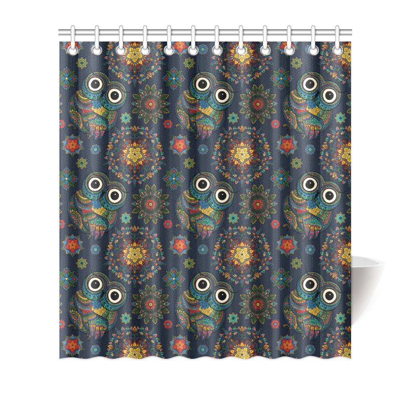 Owl Boho Style Pattern Print Design A04 Shower Curtain