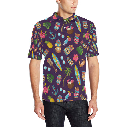 Hawaiian Themed Pattern Print Design H024 Men Polo Shirt