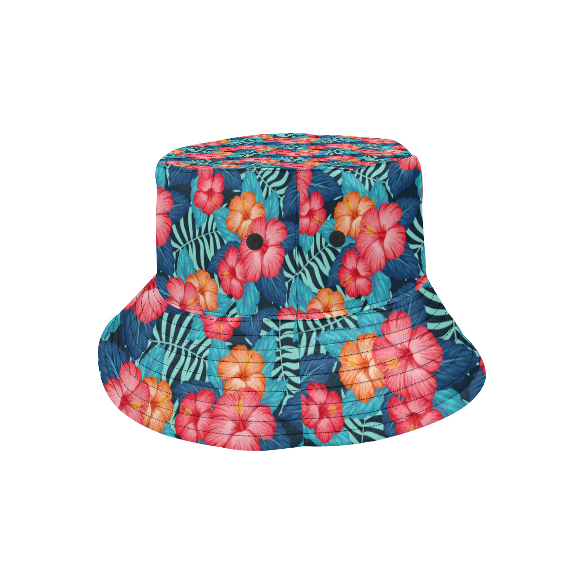 Red Hibiscus Pattern Print Design HB02 Unisex Bucket Hat