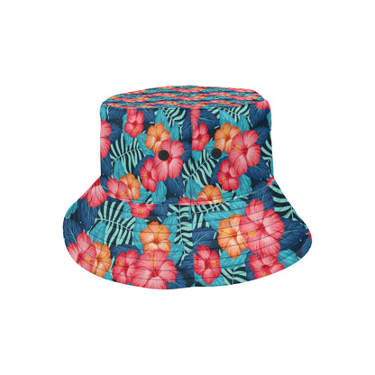Red Hibiscus Pattern Print Design HB02 Unisex Bucket Hat