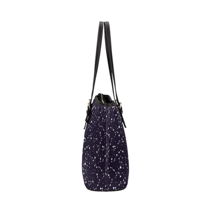 Zodiac Star Pattern Design Print Leather Tote Bag