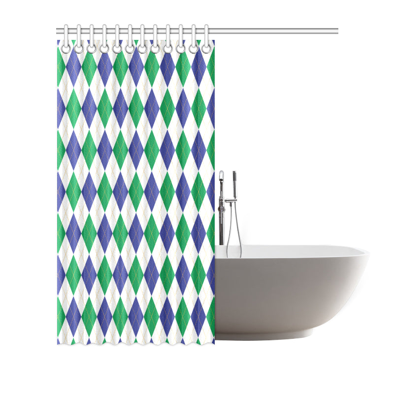 Argyle Green Blue Pattern Print Design 03 Shower Curtain