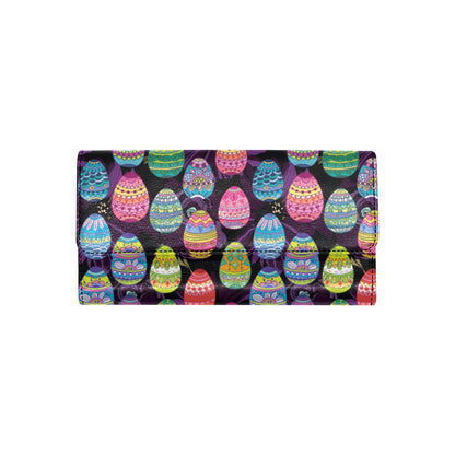 Easter Eggs Pattern Print Design RB08 Women's Trifold Wallet
