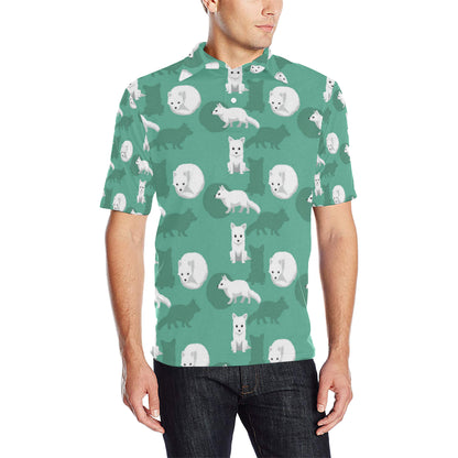 Arctic Fox Pattern Print Design Men Polo Shirt