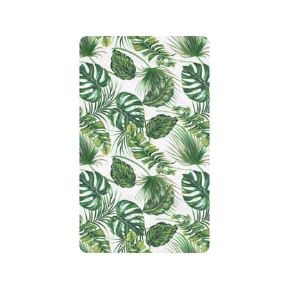Green Pattern Tropical Palm Leaves Rubber Doormat