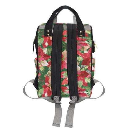 Poinsettia Pattern Print Design POT03 Diaper Bag Backpack