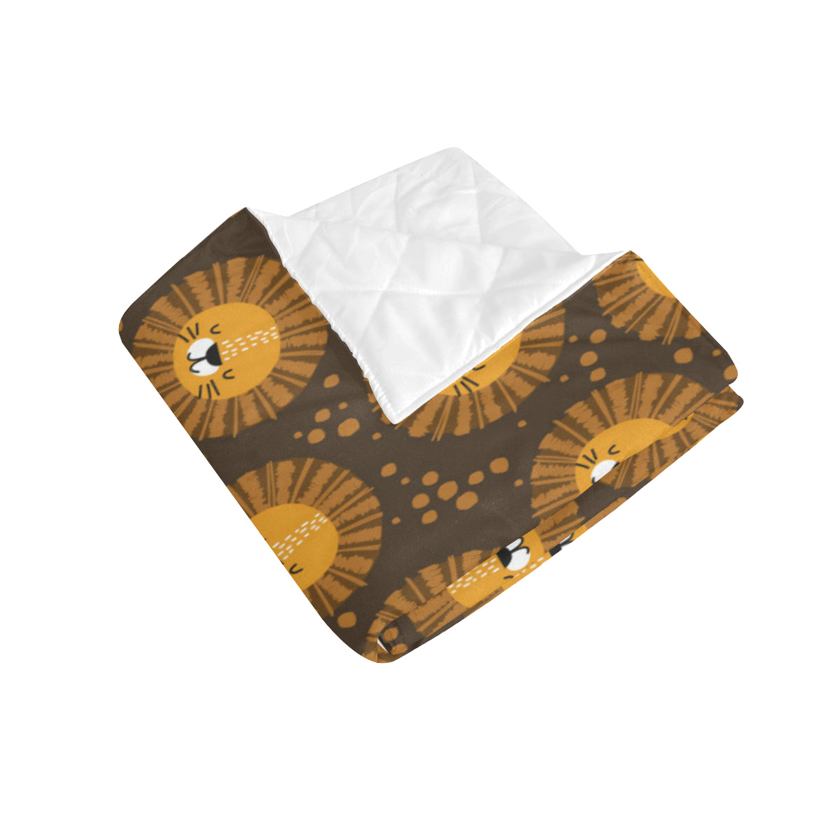Lion Cartoon Pattern Print Design 01 Premium Quilt