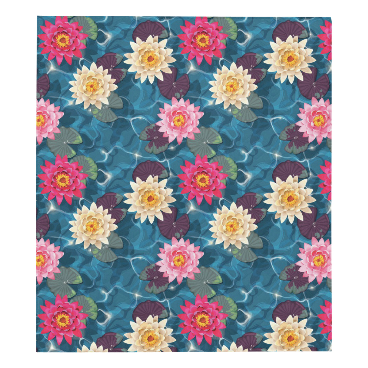 Water Lily Pattern Print Design WL05 Premium Quilt
