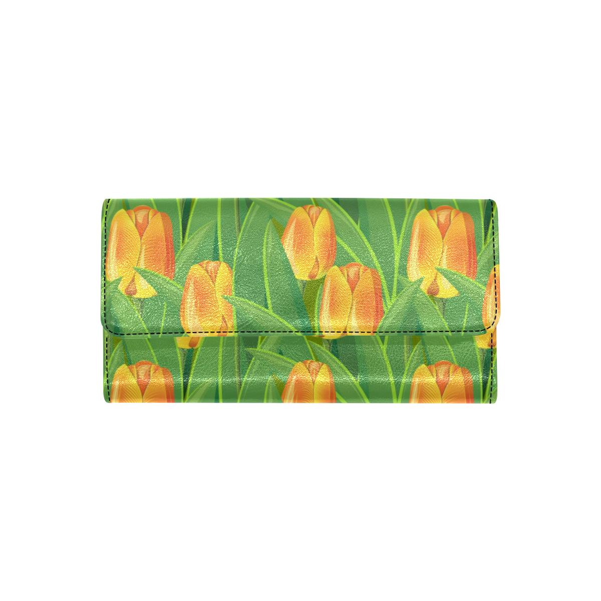 Tulip Orange Pattern Print Design TP07 Women's Trifold Wallet