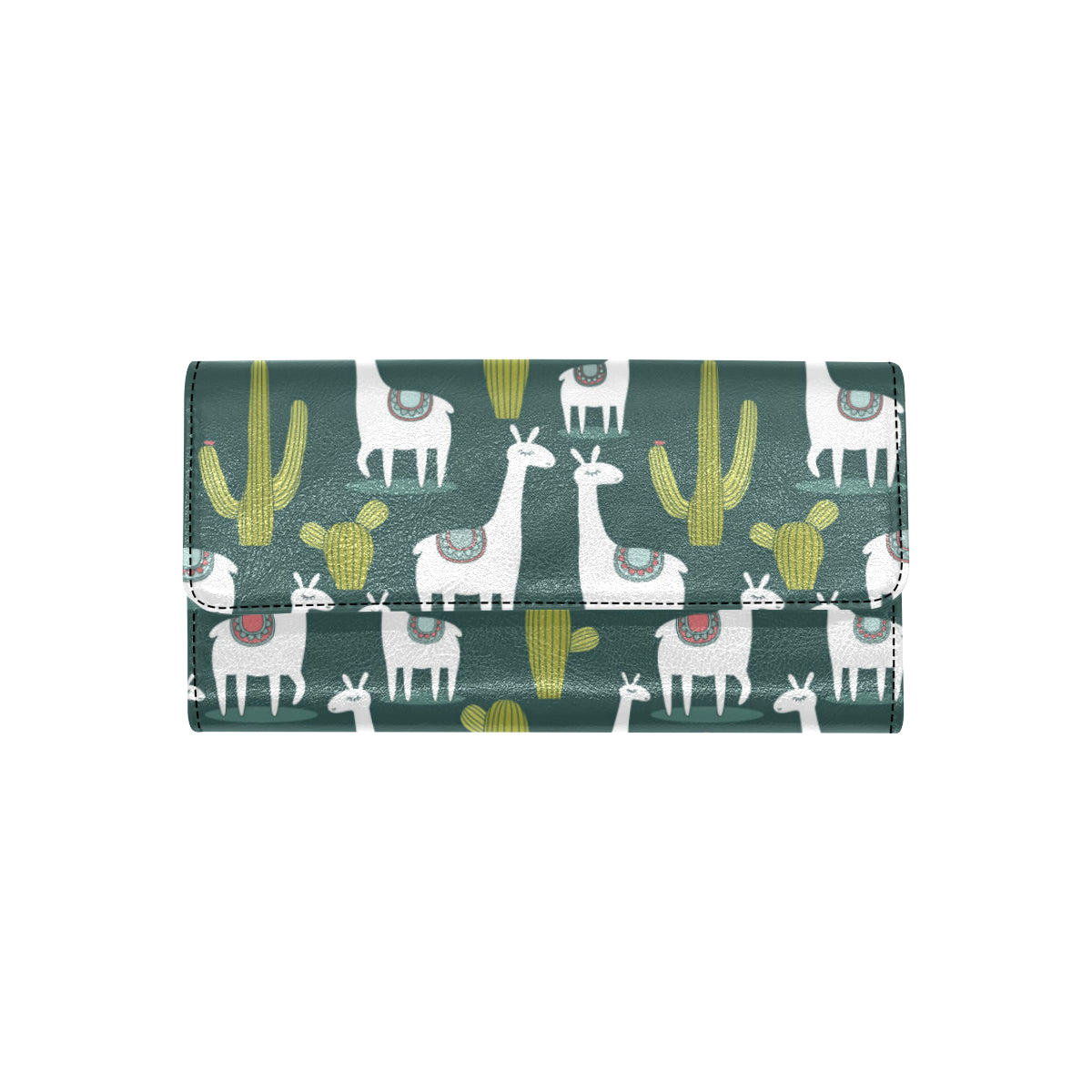 Llama Cactus Pattern Print Design 02 Women's Trifold Wallet