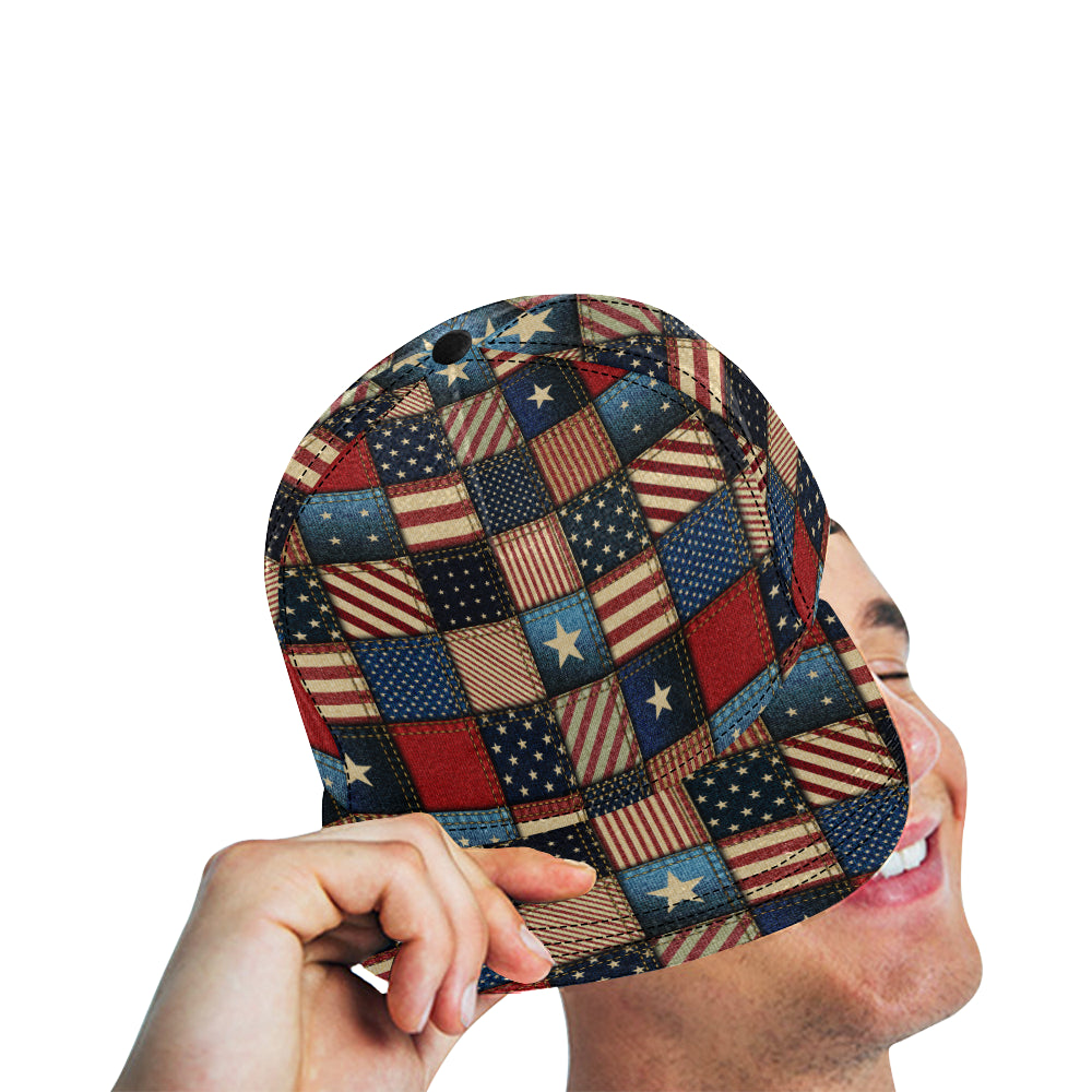 American flag Patchwork Design Snapback Cap
