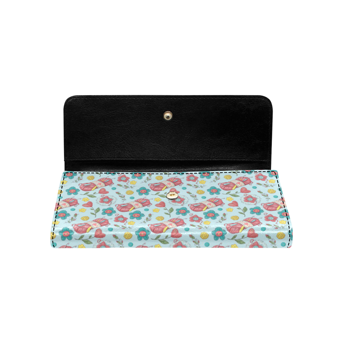 Crochet Pattern Print Design 01 Women's Trifold Wallet
