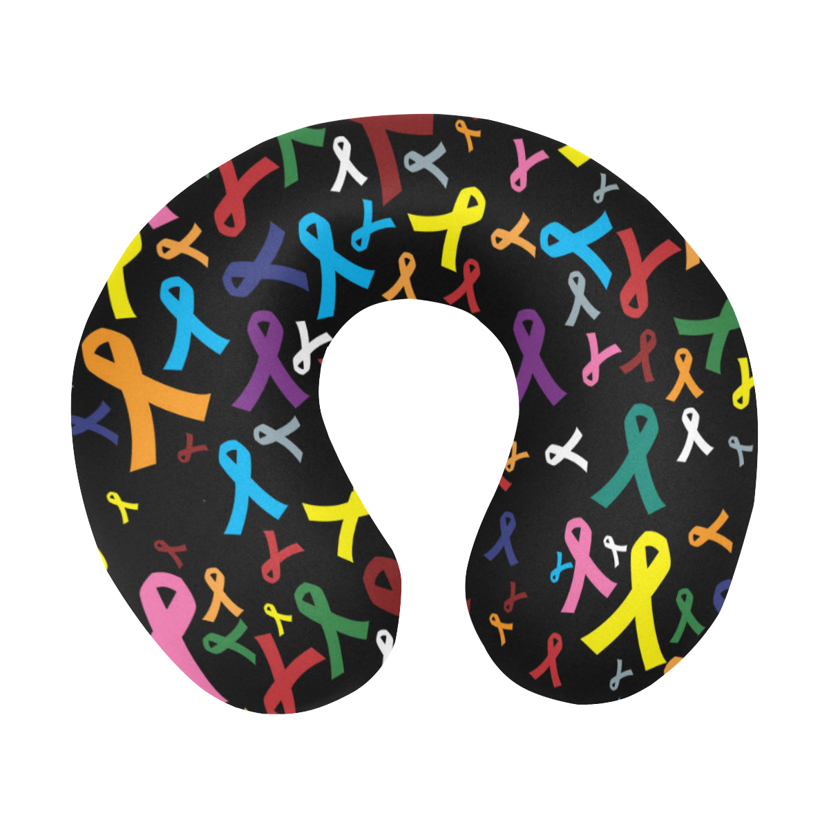 Cancer Awareness Pattern Print Design 03 U-Shaped Travel Neck Pillow
