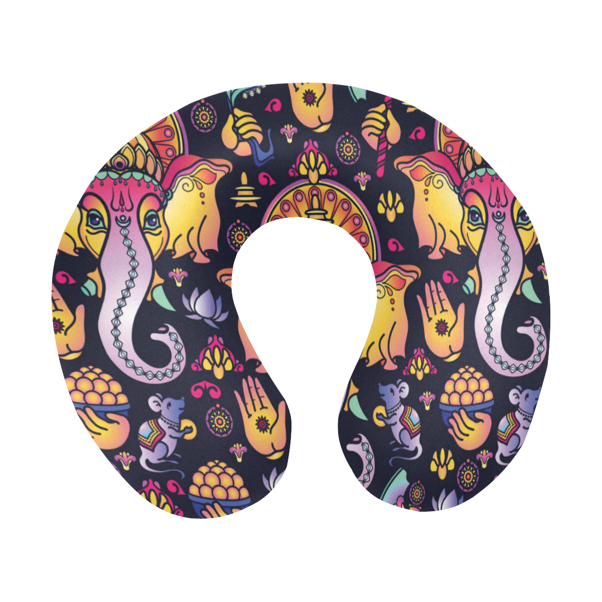 Ganesha Indian Pattern Print Design 03 U-Shaped Travel Neck Pillow