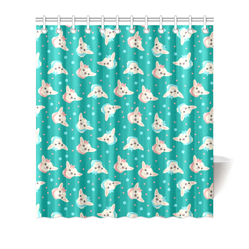 Chihuahua Polka Dot Pattern Shower Curtain