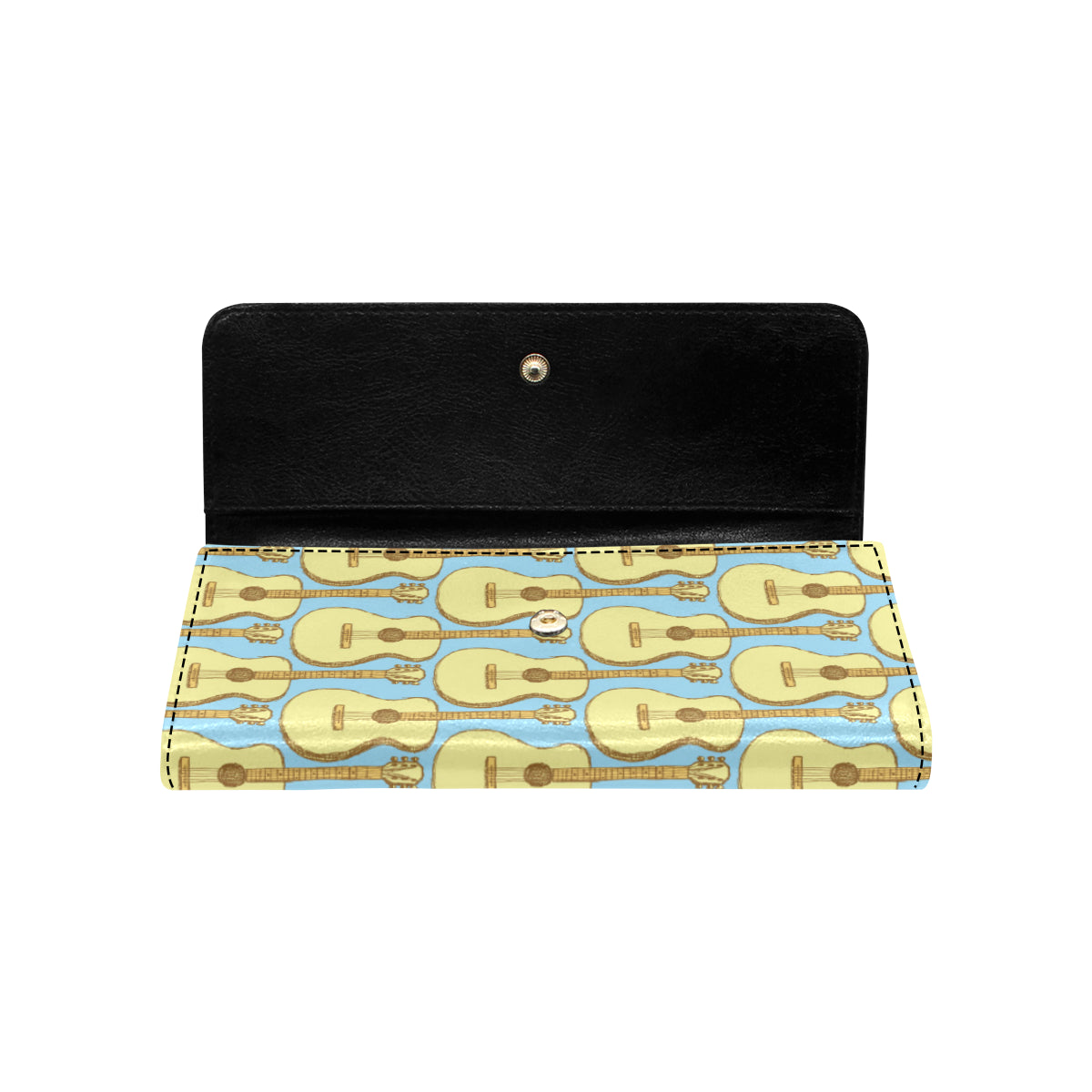 Acoustic Guitar Pattern Print Design 03 Women's Trifold Wallet