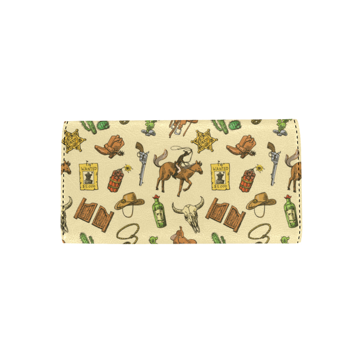 Cowboy Pattern Print Design 04 Women's Trifold Wallet