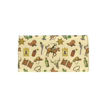Cowboy Pattern Print Design 04 Women's Trifold Wallet