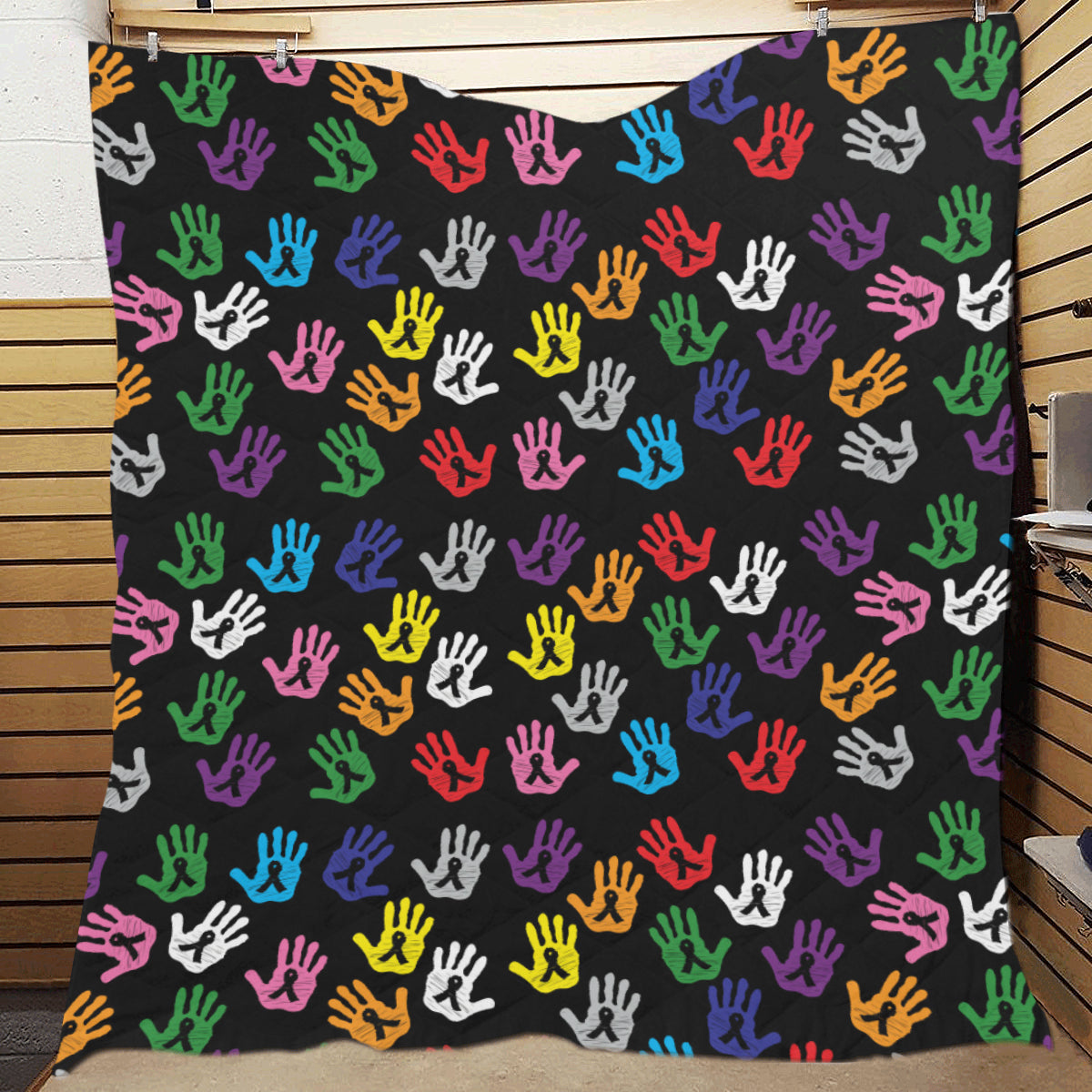 Cancer Awareness Pattern Print Design 04 Premium Quilt