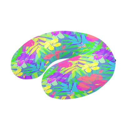 Neon Tropical Pattern Print Design A03 U-Shaped Travel Neck Pillow