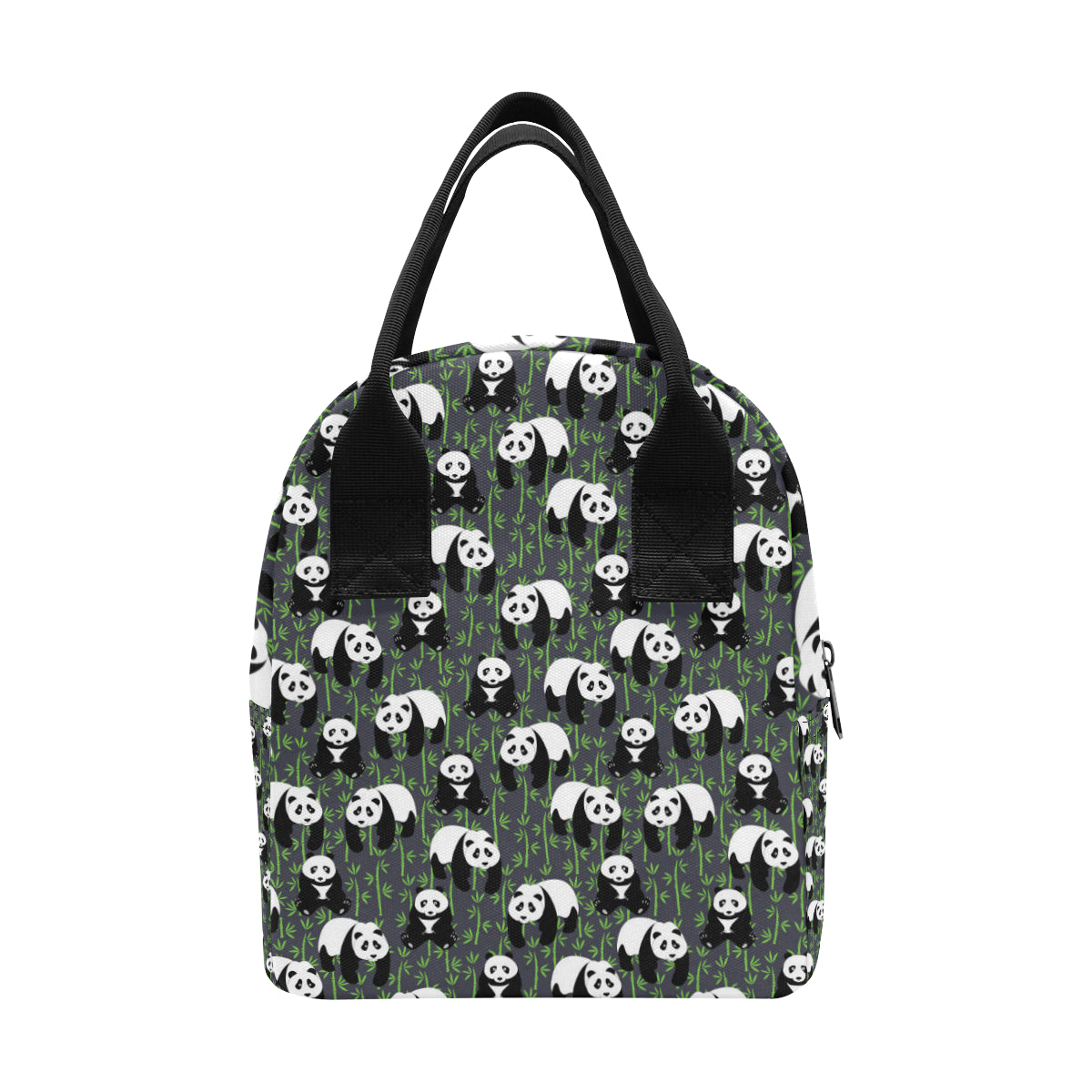 Panda Bear Bamboo Themed Print Insulated Lunch Bag
