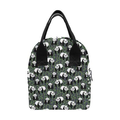 Panda Bear Bamboo Themed Print Insulated Lunch Bag