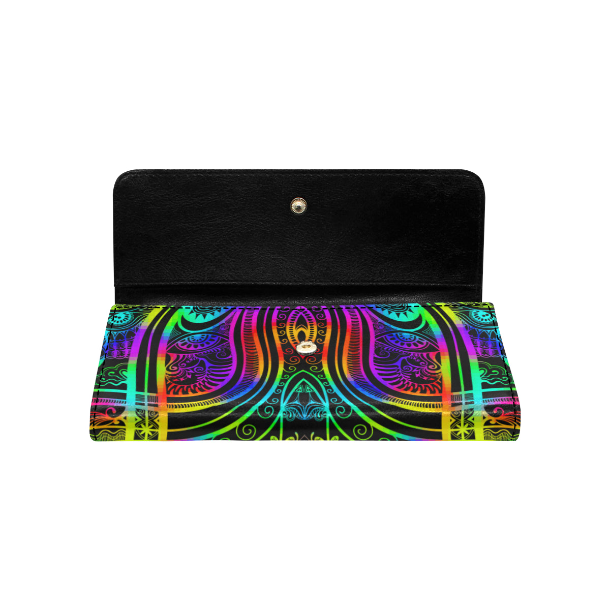 Neon Trible Rainbow Pattern Print Design A01 Women's Trifold Wallet