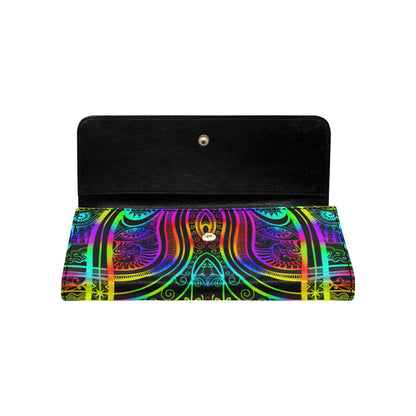 Neon Trible Rainbow Pattern Print Design A01 Women's Trifold Wallet