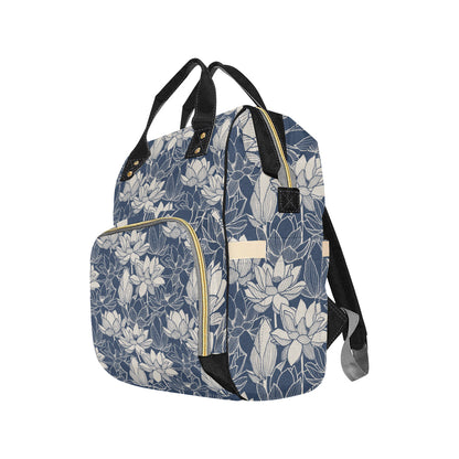 Water Lily Pattern Print Design WL04 Diaper Bag Backpack