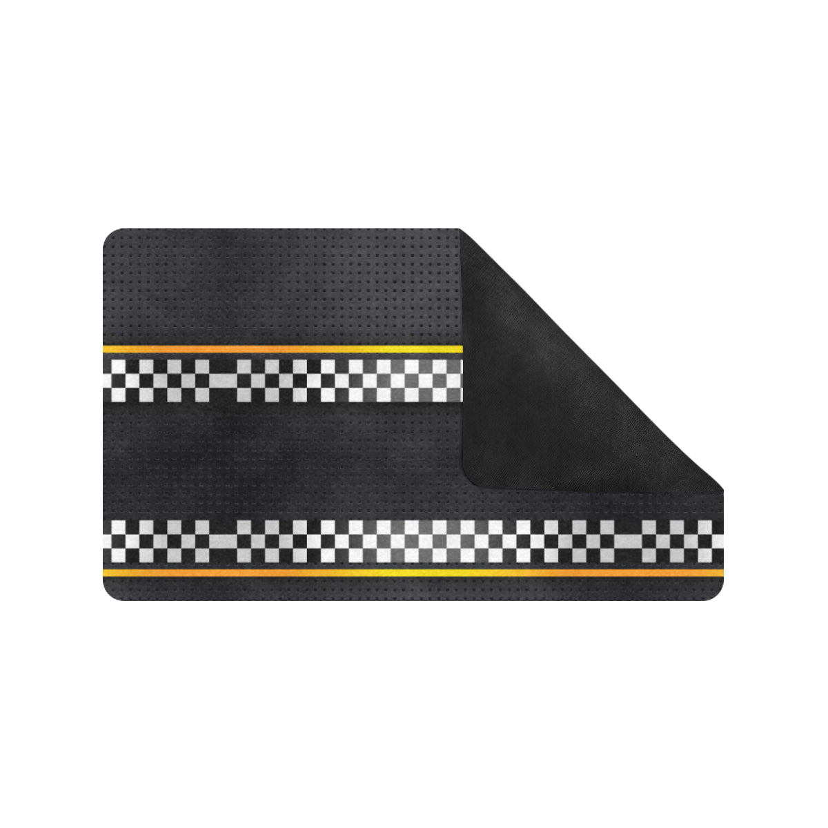 Checkered Flag Yellow Line Style Rubber Doormat