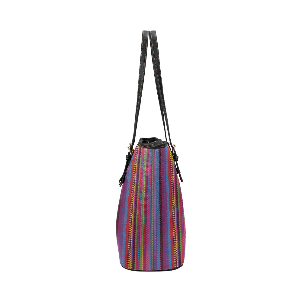 Serape Stripe Print Leather Tote Bag