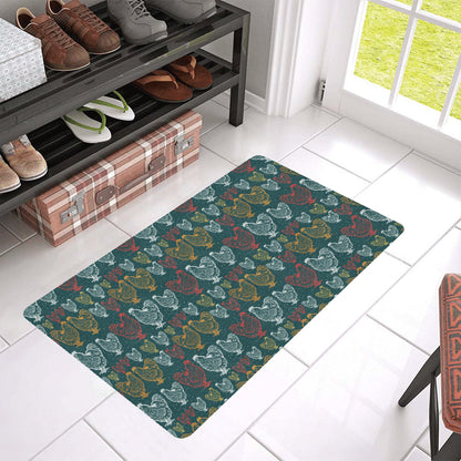 Rooster Hand Draw Design Rubber Doormat