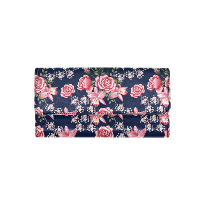 Rose Pattern Print Design A05 Women's Trifold Wallet