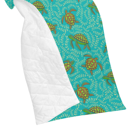 Sea Turtle Pattern Print Design T010 Premium Quilt