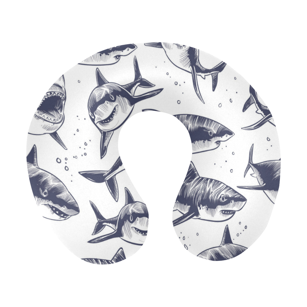 Great White Shark Pattern Print Design 02 U-Shaped Travel Neck Pillow