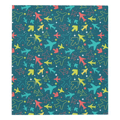Airplane Pattern Print Design 05 Premium Quilt