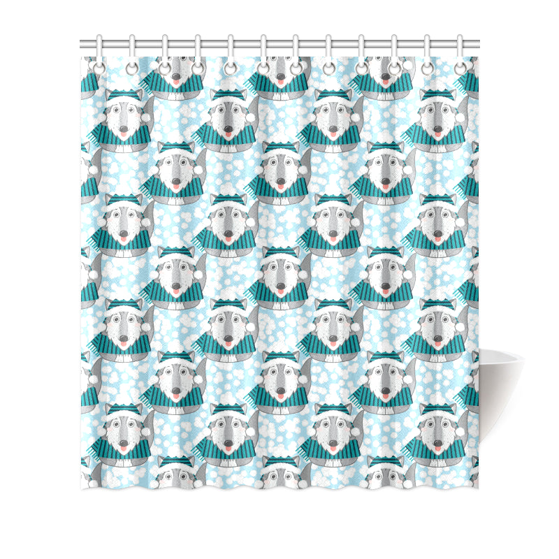 Alaskan Malamute Pattern Print Design 01 Shower Curtain