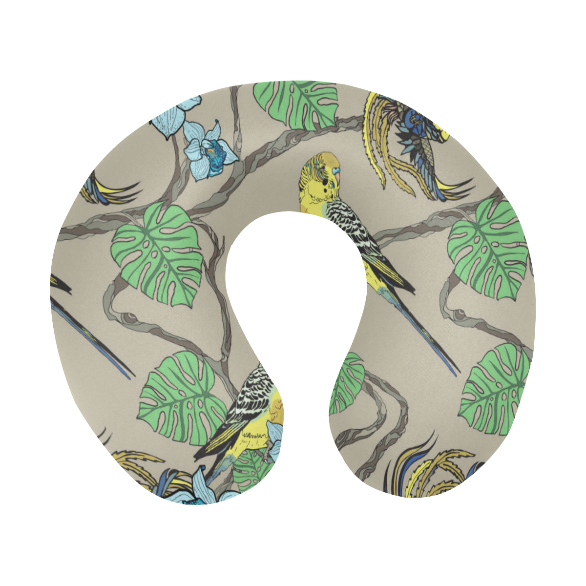 Parakeet Pattern Print Design A02 U-Shaped Travel Neck Pillow