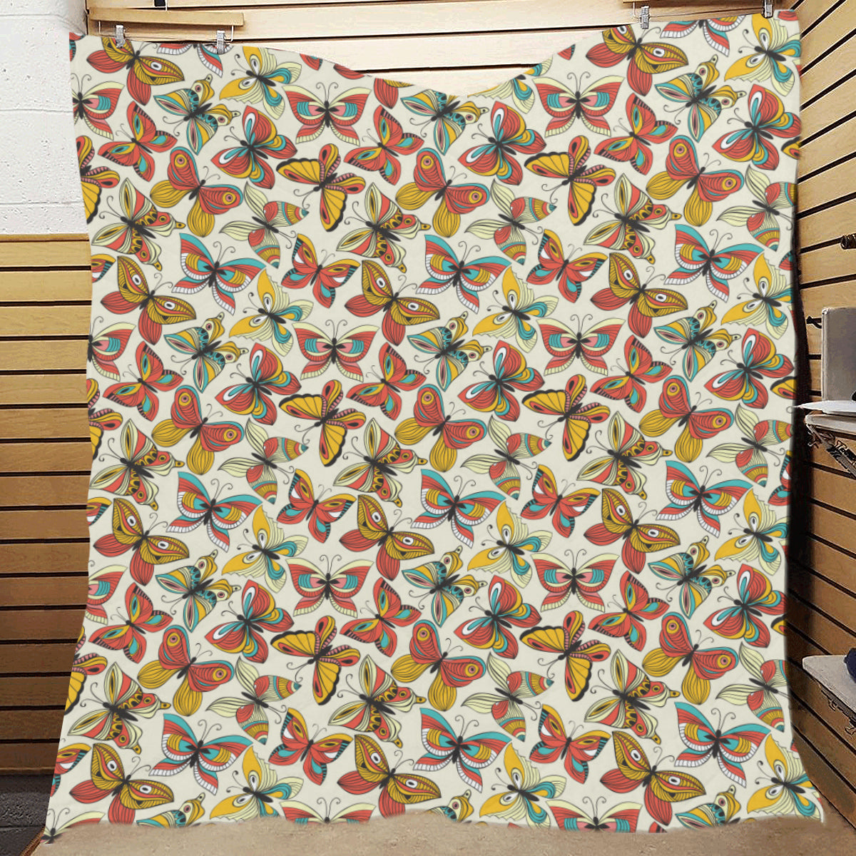 Butterfly Pattern Print Design 02 Premium Quilt